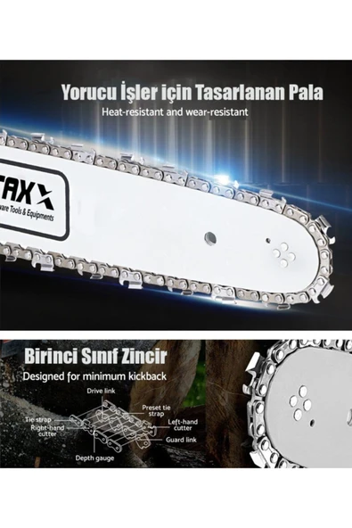 STAXX  Ağaç Odun Dal Kesme Makinesi Benzinli Motorlu Testere Orman Motoru 63cc 7.9 Hp Yağ Hediyeli - 7