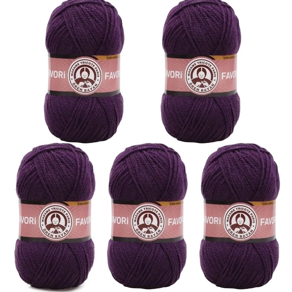 Ören Bayan Favori Örgü İpi - Koyu Mor - 5'Li Paket - ( Renk Kodu : 060 ) ürün görseli 1