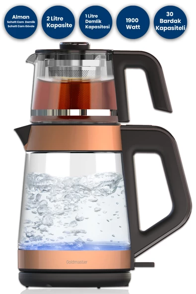 Goldmaster Yenidem GM-8325 Rose Gold 1900 W Cam Çay Makinesi - 6
