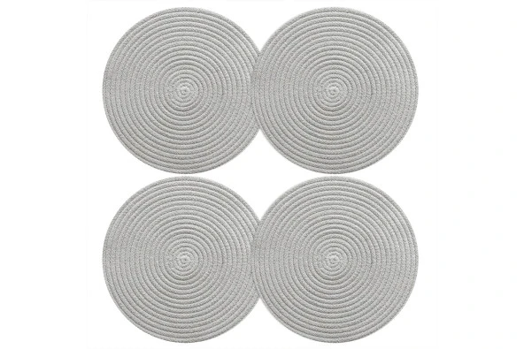 4 Adet Hasır Supla Örgü Amerikan Servis Tabak Tava Tencere Altlığı Sofra Servis Sunumluk - 2