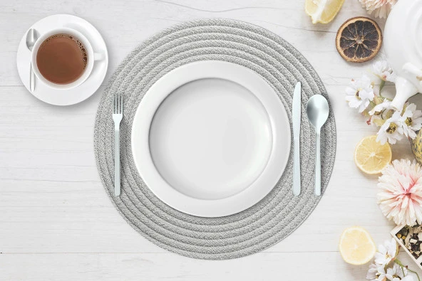 4 Adet Hasır Supla Örgü Amerikan Servis Tabak Tava Tencere Altlığı Sofra Servis Sunumluk - 3