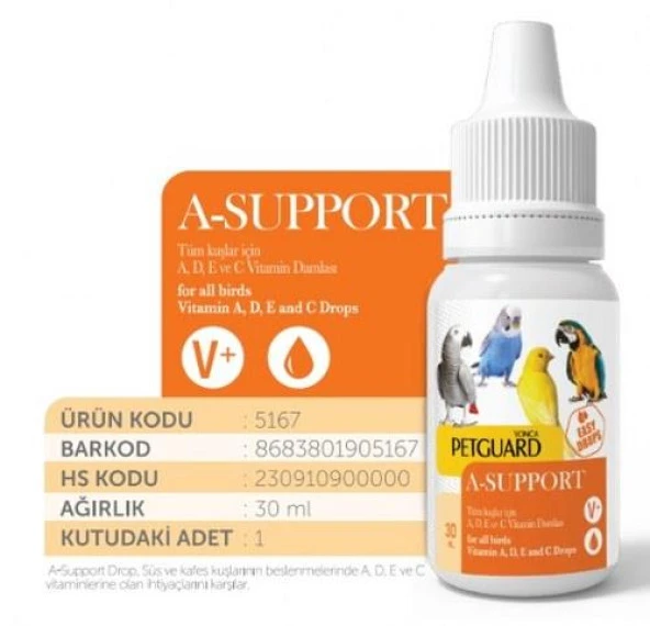 PETGUARD KUŞ VİT A SUPPORT 30ML