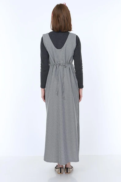 IŞŞIL 9138-Kazayağı Çift Düğme Maxi Jile Hamile Elbise - 12