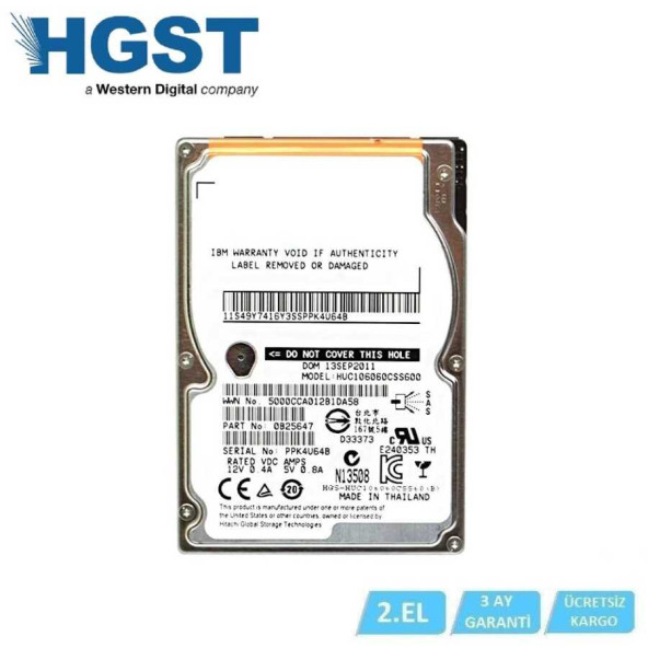 Hitachi HUC106060CSS600 600 GB, Dahili, 10000 RPM, 2,5 inç (0B23909) Sabit Sürücü Yenilenmiş Ürün
