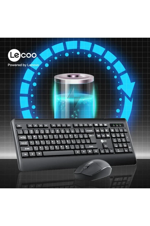 Lenovo Lecoo KW202 Kablosuz Türkçe Q Klavye & Mouse Set Siyah - 2