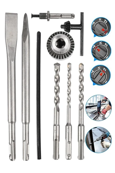 STİLMAX Germany 4000w 5.5j Bakir Sargı Kırıcı Delici Hiltı Matkap Metal Şanzumanlı + 5 Adet Uç - 2