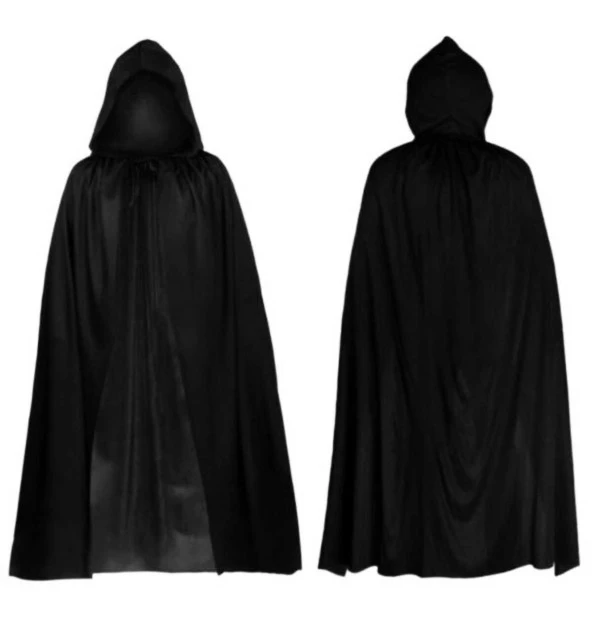 Parti Aksesuar Cadılar Bayramı Kapişonlu Pelerin Siyah 90 cm