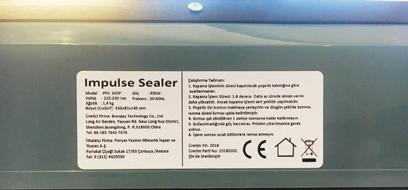 PFS-300P Poşet Ağzı Kapama Yapıştırma Kapatma Makinası 30cm - 3