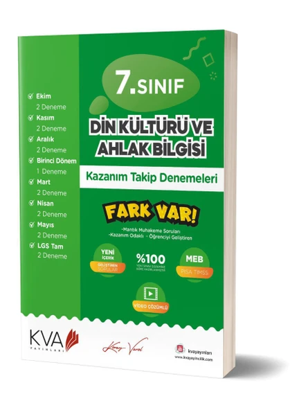 Koray Varol 7.Sınıf Din Kültürü Ve Ahlak Bilgidi Kazanım Takip Denemeleri Kitabı