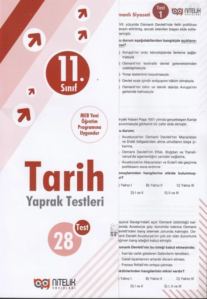 Nitelik 11. Sınıf Tarih Yaprak Test