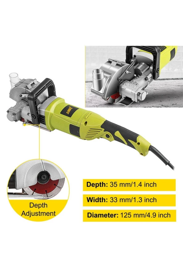 STİLMAX Seri Duvar Oluk Açma Makinesi Kanal Açma Kesme Makinesi 5 Bıçaklı 40mm 3500Watt 4.5Kg - 2