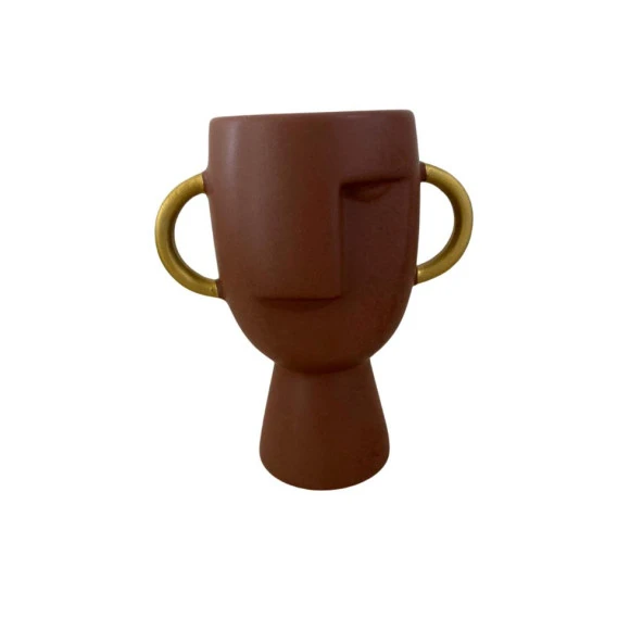 T.Concept Dekoratif Zarif Dayanıklı Seramik Minimalist Kahverengi Vazo - 3