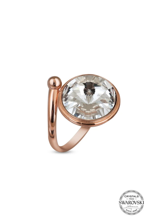 Swarovski Crystal Kadın 14 mm Rose Gümüş Yüzük - 2