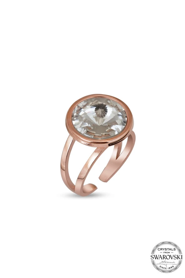 Swarovski Crystal Kadın 12 mm Rose Gümüş Yüzük - 2