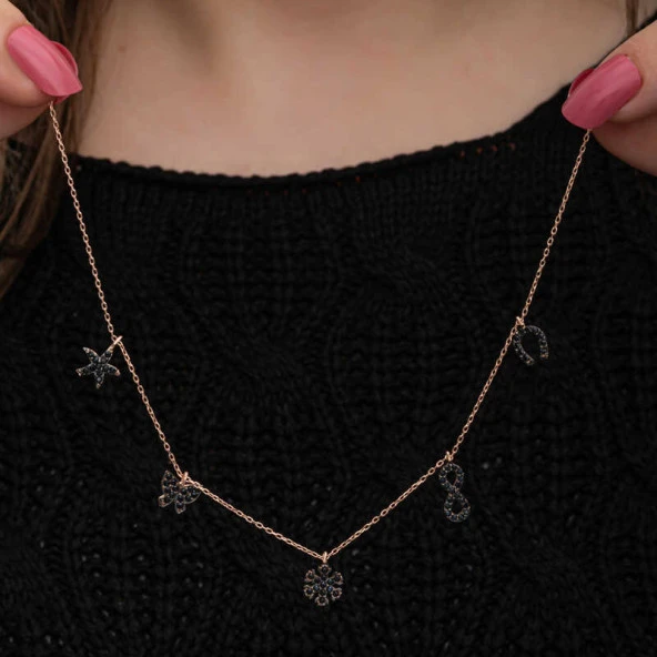 himarry 925 Ayar Gümüş Rose Şans Kadın Kolye ürün görseli 1