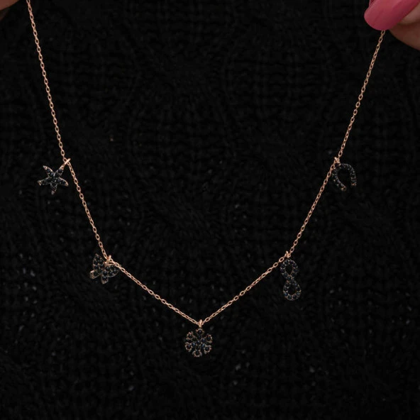 himarry 925 Ayar Gümüş Rose Şans Kadın Kolye - Resim 3