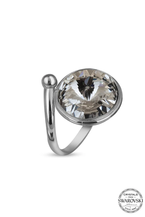 Swarovski Crystal Kadın 14 mm Gümüş Yüzük - 2