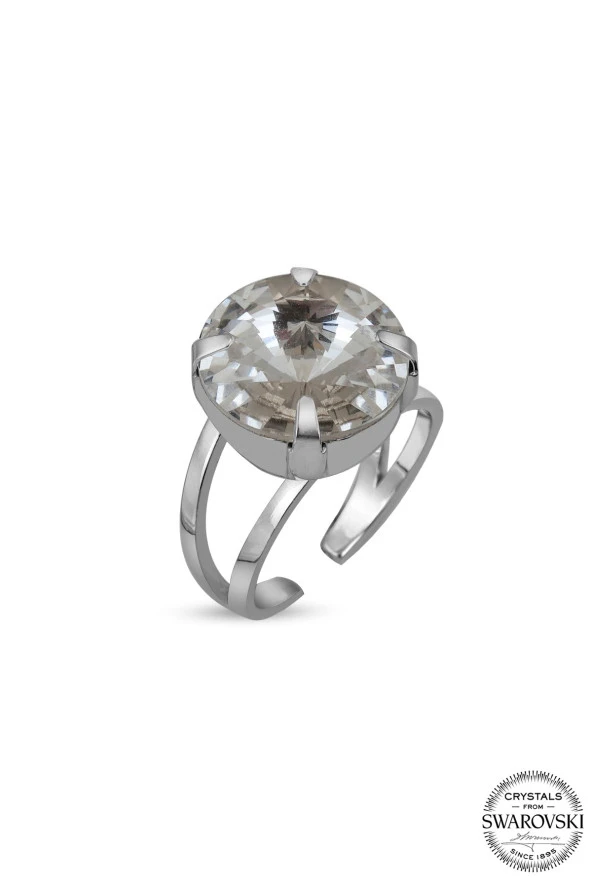Swarovski Crystal Kadın 12 mm Gümüş Yüzük - 2