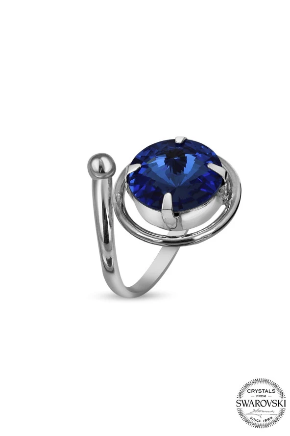 Swarovski Crystal Kadın Navy blue 12 mm Gümüş Yüzük