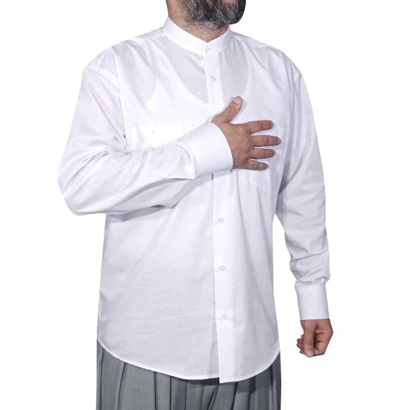 Hakim Yaka Gömlek Beyaz - 4