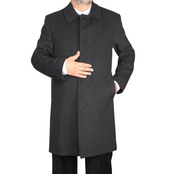Erkek Kaşe Kaban Koyu Gri - 2