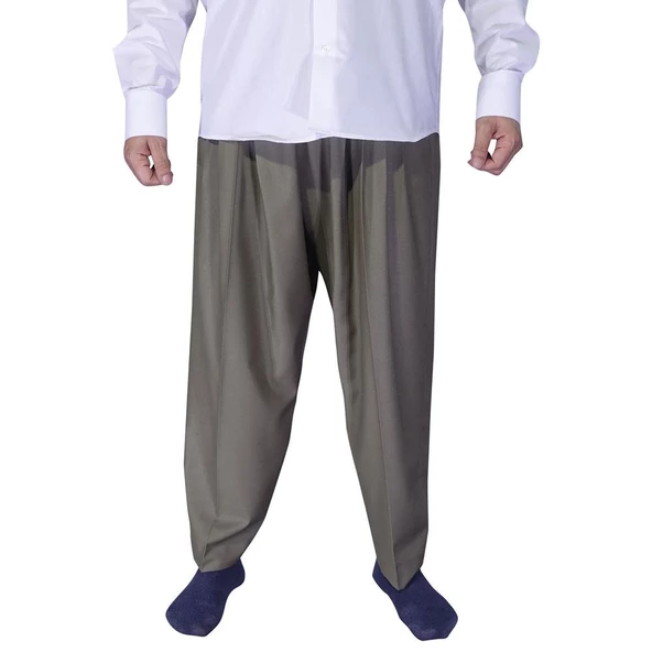4 Pileli Şalvar Pantolon Açık Kahve - 4