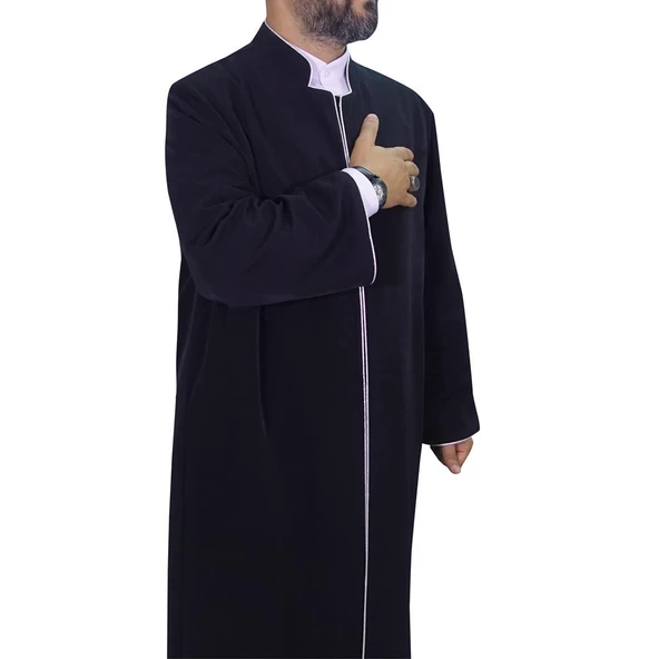 Hakim Yaka Cübbe Siyah - Gümüş Biyeli - 4