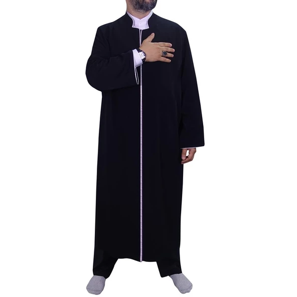 Hakim Yaka Cübbe Siyah - Gümüş Biyeli - 2