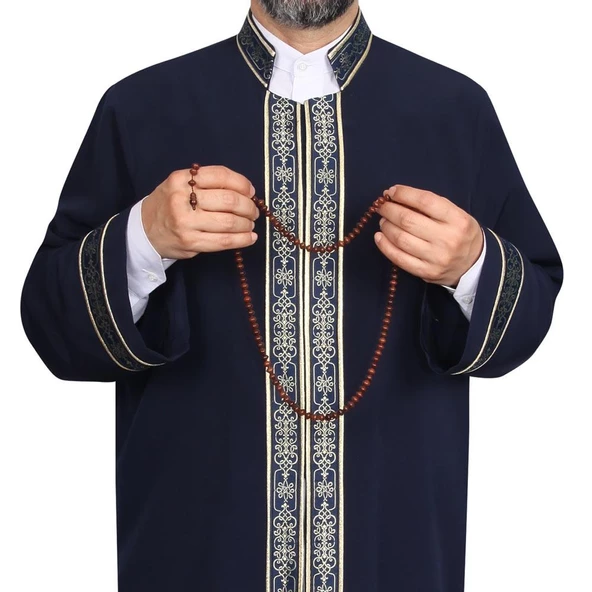 İmam Cübbesi Lacivert - Biyeli Lacivert  Bordürlü - 6