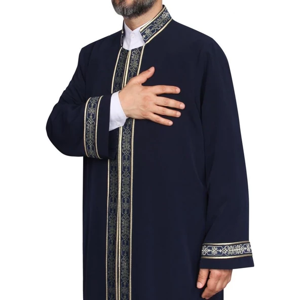 İmam Cübbesi Lacivert - Biyeli Lacivert  Bordürlü - 3