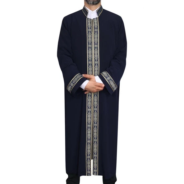 İmam Cübbesi Lacivert - Biyeli Lacivert  Bordürlü - 7