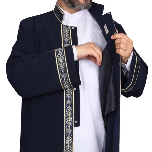 İmam Cübbesi Lacivert - Biyeli Lacivert  Bordürlü - 2