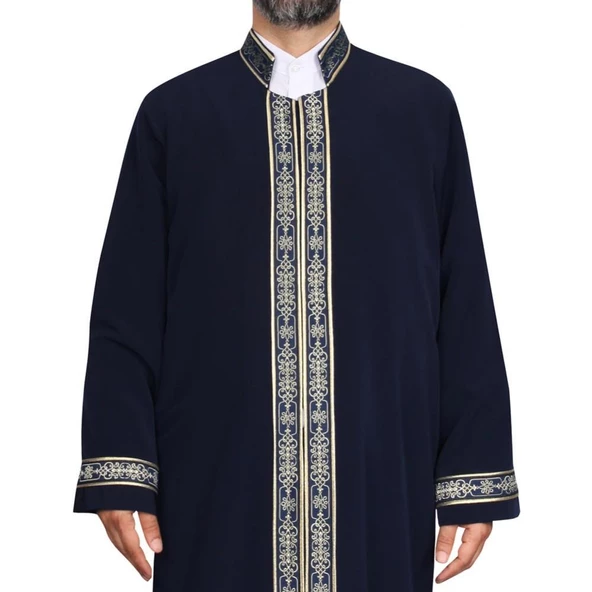 İmam Cübbesi Lacivert - Biyeli Lacivert  Bordürlü - 4