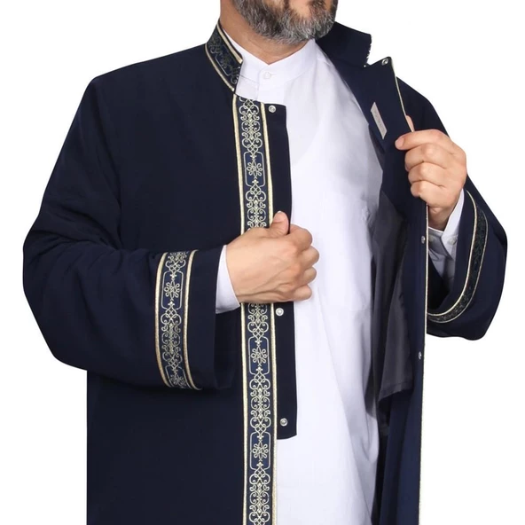 İmam Cübbesi Lacivert - Biyeli Lacivert  Bordürlü - 5