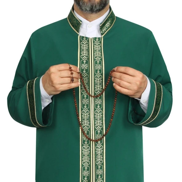 İmam Cübbesi Yeşil - Biyeli Yeşil Bordürlü - 2