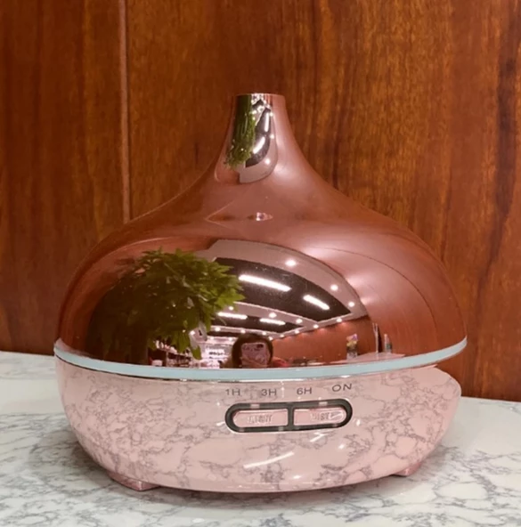 Aroma Difüzör Hava Nemlendirici Parlak RoseGold Kaplama Kumandalı Buhar Makinesi 550ml - 4