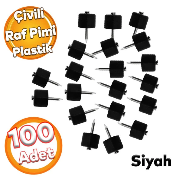 Mobilya Ayakkabılık Dolap Arası İçi Raf Pimi Sert Plastik Siyah Raf Pimi Çivili (100 ADET)
