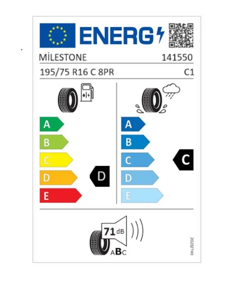 Milestone 195/75 R16C TL 107/105R 8PR VANMILE Yaz Kamyonet Lastiği (Üretim Tarihi :2024) - Resim 2