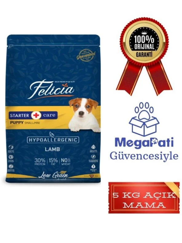 Felicia HypoAllergenic 5 Kg Açık Mama Kuzulu Küçük Orta Irk Düşük Tahıllı Yavru Köpek Maması