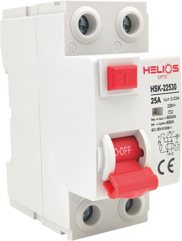 Helios Opto 2X25A 300mA Monofaze Kaçak Akım Rölesi HSK-225300