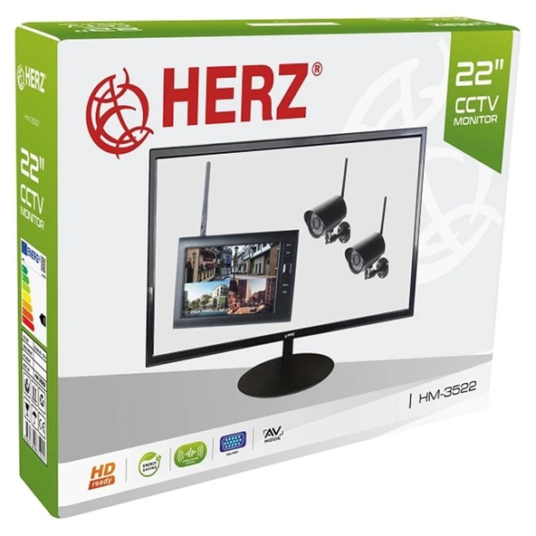 Herz HM-3522 22'' HD Led VGA HDMI RCA Girişli Dahili Hoparlörlü Ve Kumandalı CCTV Monitör - 4