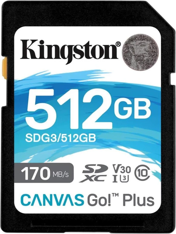 Kingston 512 GB Canvas Go Plus SDXC C10 UHS-I U3 V30 170 MB/s SDG3/512GB Hafıza Kartı Outlet