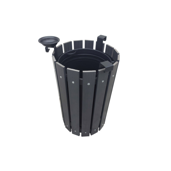 Safirkom Kompozit (Ahşap+Plastik) Yuvarlak Çöp Kovası SÇ12 G Antrasit (65 Lt.) - 2