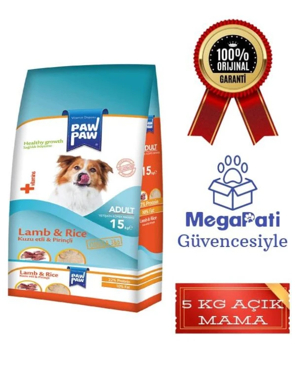 PawPaw Yetişkin Kuzu Etli Köpek Maması 5 Kg Açık Mama