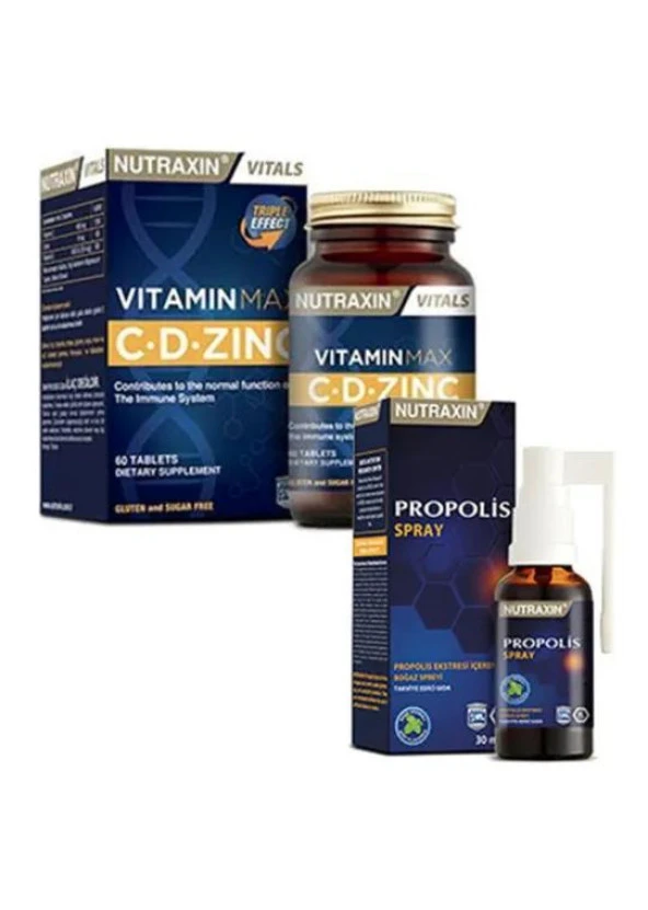 Nutraxin Vitamin Max C-D-Zinc 60 Tablet + Propolis Spray 30 ml