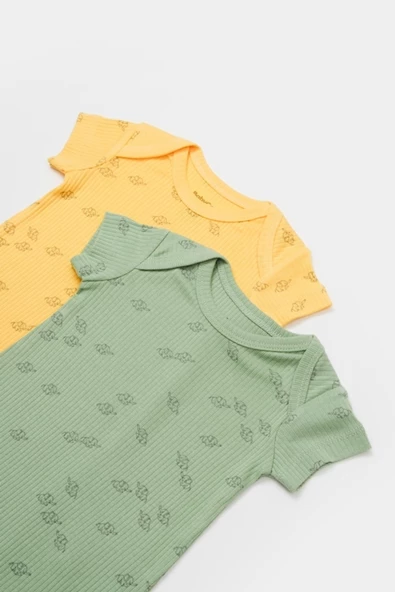 Bebek 2'li Kısa Kollu Tulum, %50 Modal Kumaş - %50 Organik Pamuk, Bebek ve Yenidoğan Serisi - CSYM11426 - 2