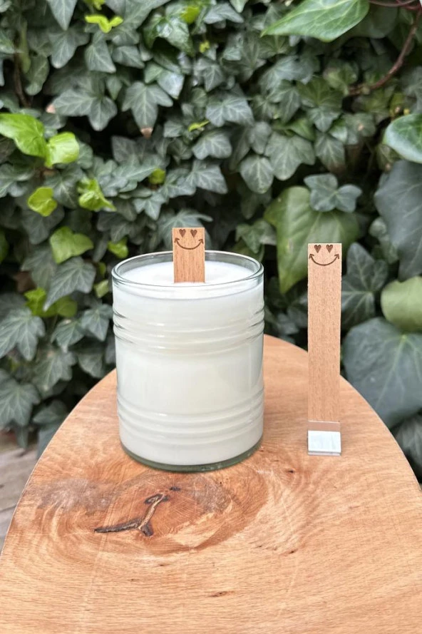 Ahşap Düz Model 15mm en x 100mm boy x 0,5mm kalınlık GÜLÜCÜK DESENLİ Mum Fitili + Sehpa   ( 10 Adet ) ürün görseli