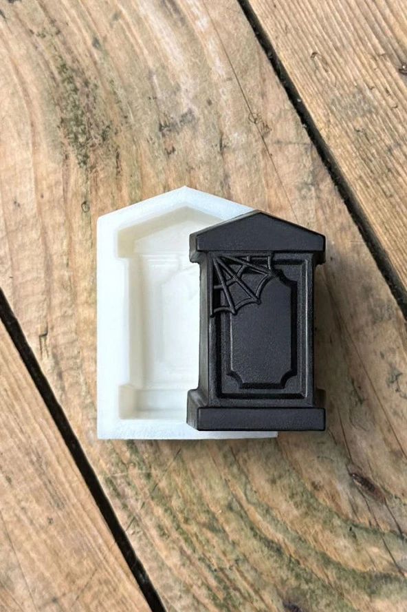 Mezar Taşı Örümcek Ağı Desenli Mum Kalıbı (Silikon) (1 Adet) ürün görseli