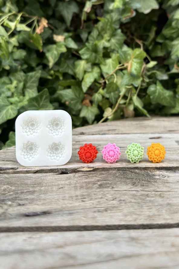 Nar Çiçeği Dörtlü Mum Kalıbı (Silikon) (1 Adet) - Resim 3