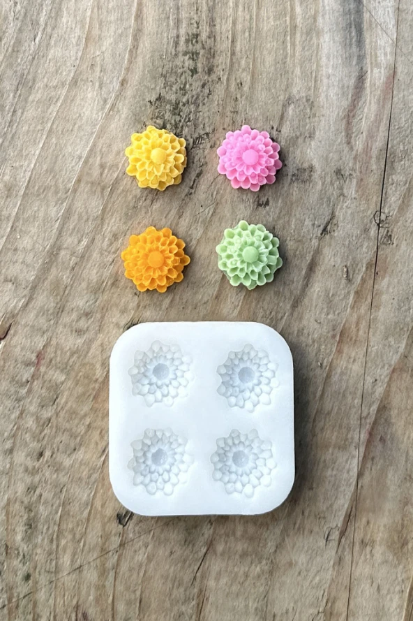 Nar Çiçeği Dörtlü Mum Kalıbı (Silikon) (1 Adet) - Resim 5